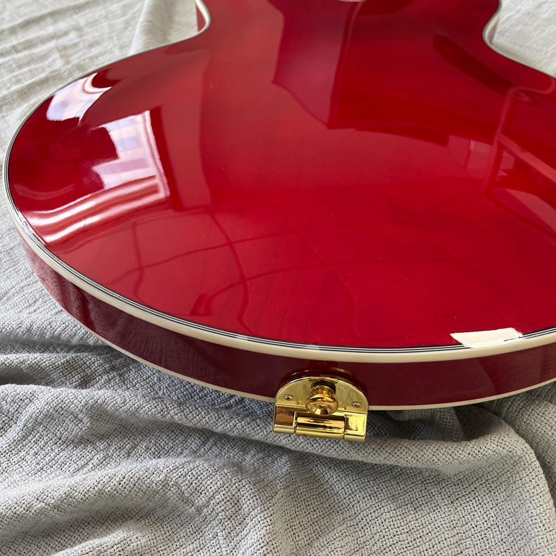 Electric Guitar ES 335 Red Semi Hollow Neck HH Pickups Gold Hardware