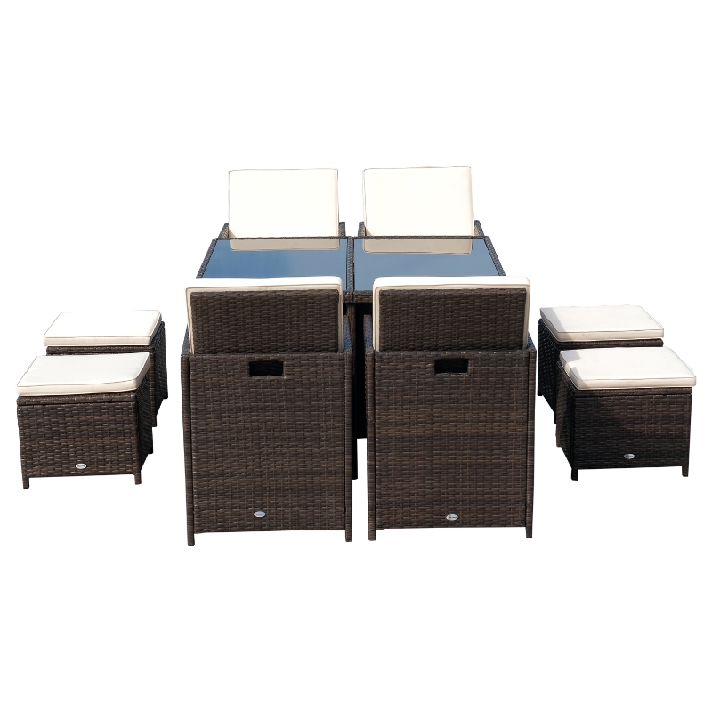 Patio Dining Sets Space Saving Rattan Chairs with Glass Table