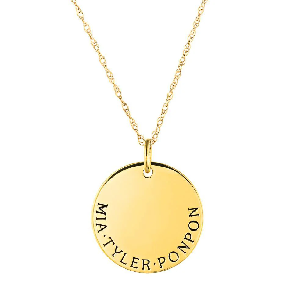 Multi-Name Disc Pendant - 16 or 18 Inches