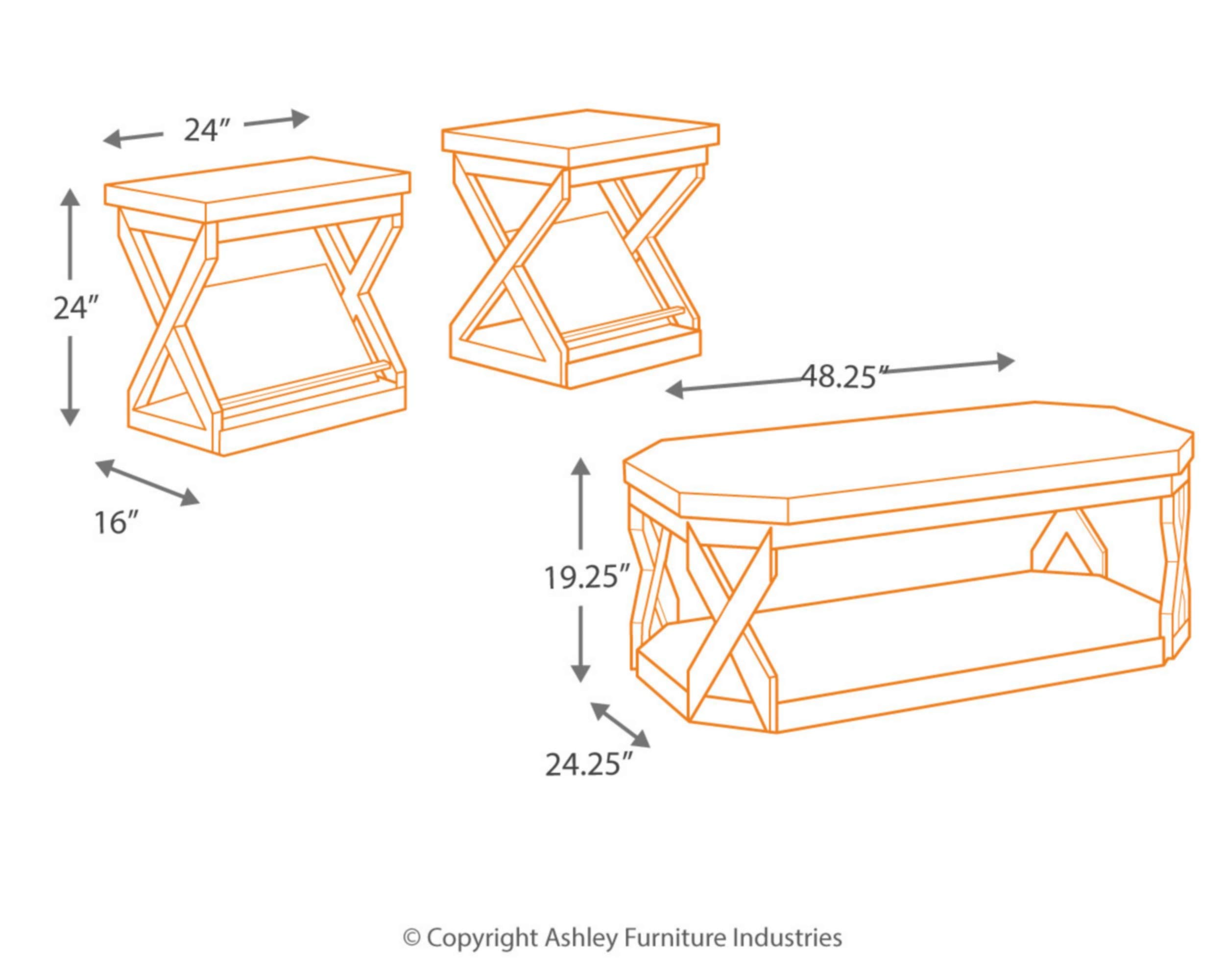 Faux Marble 3-Piece Table Set