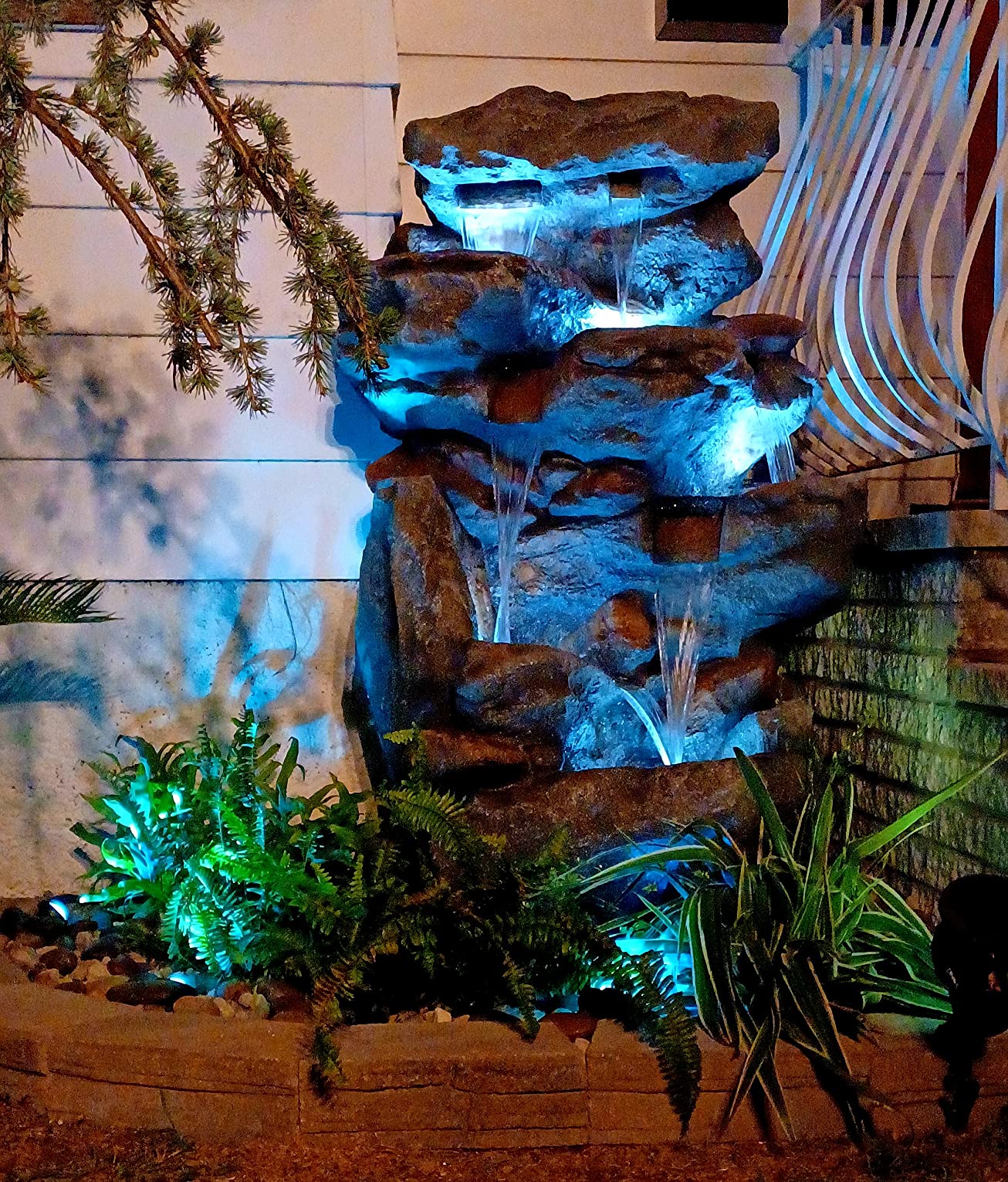 Rainforest Rock Tiered LED Lights Floor Fountain