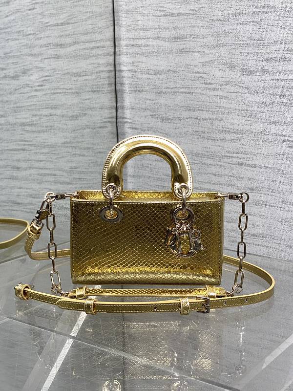 Lady D-Joy Bag Small Gold Python