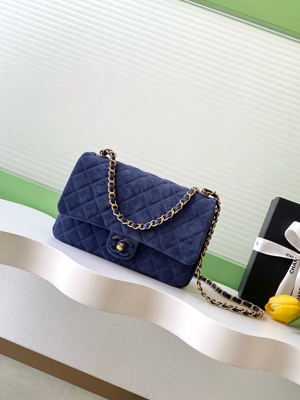 Chanel Suede Blue Classic Flap Bag Mini