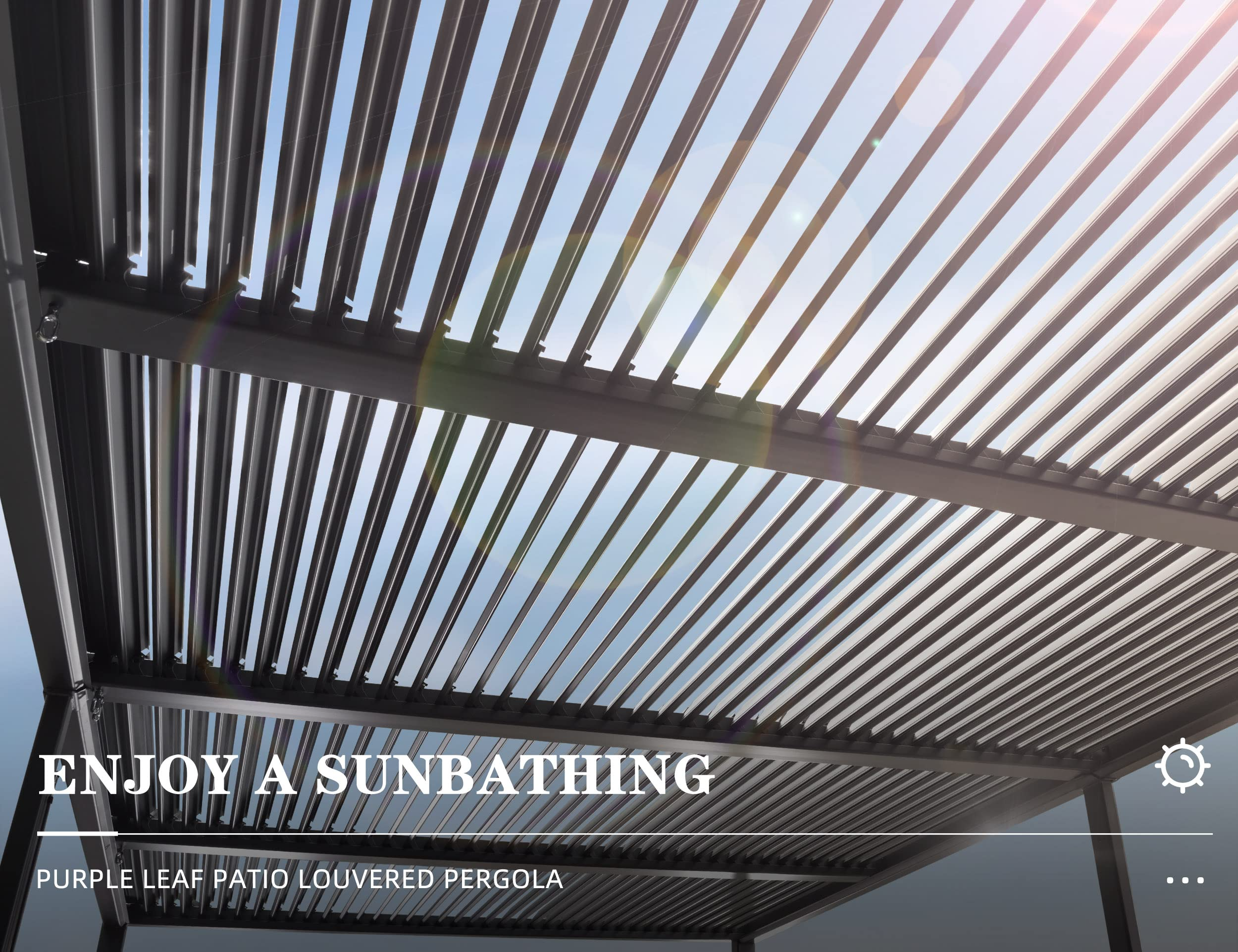 Louvered Pergola with Adjustable Hardtop Gazebo Sun Shade Patio