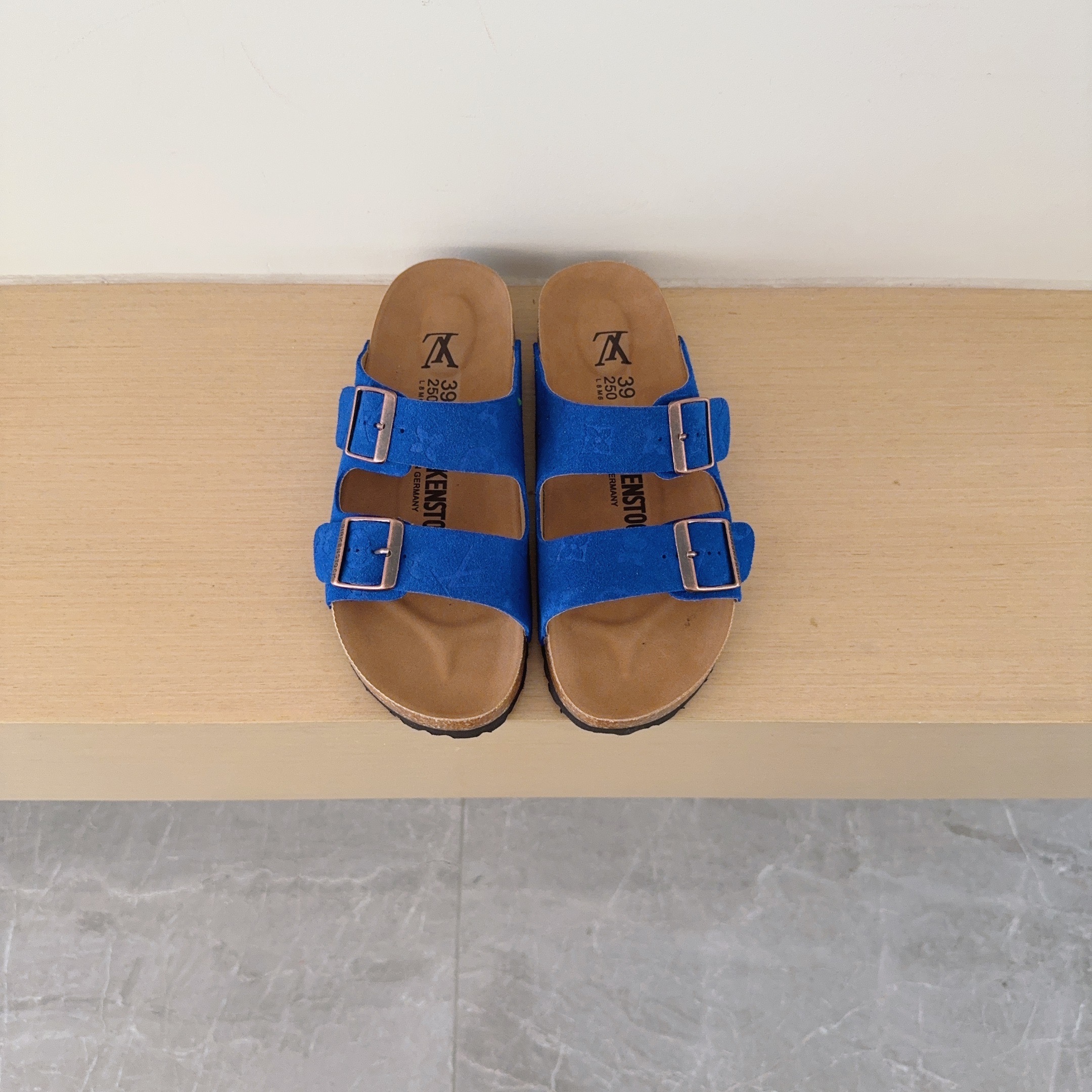 3 D Logo Birken-Style Two-Strap Sandals