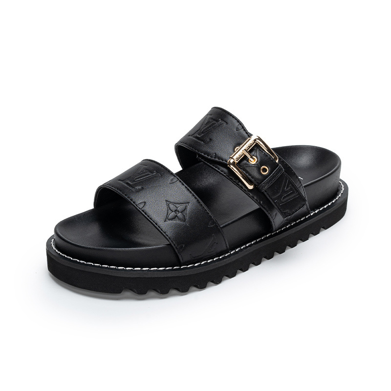 Louis Vuitton Leopard Double-Strap Slides