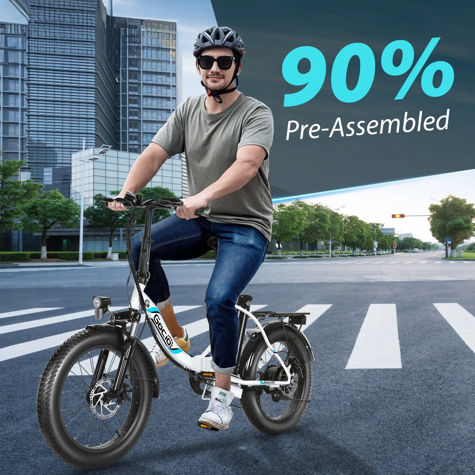 Gocio 20in Folding Electric Commuter Bike, 500W Peak, 48V 10.4Ah