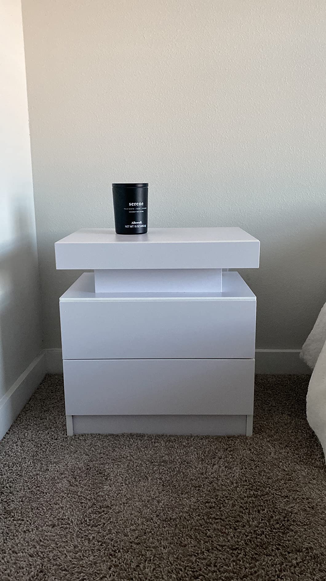 Nightstand Set of 2 LED Nightstand with 2 Drawers
