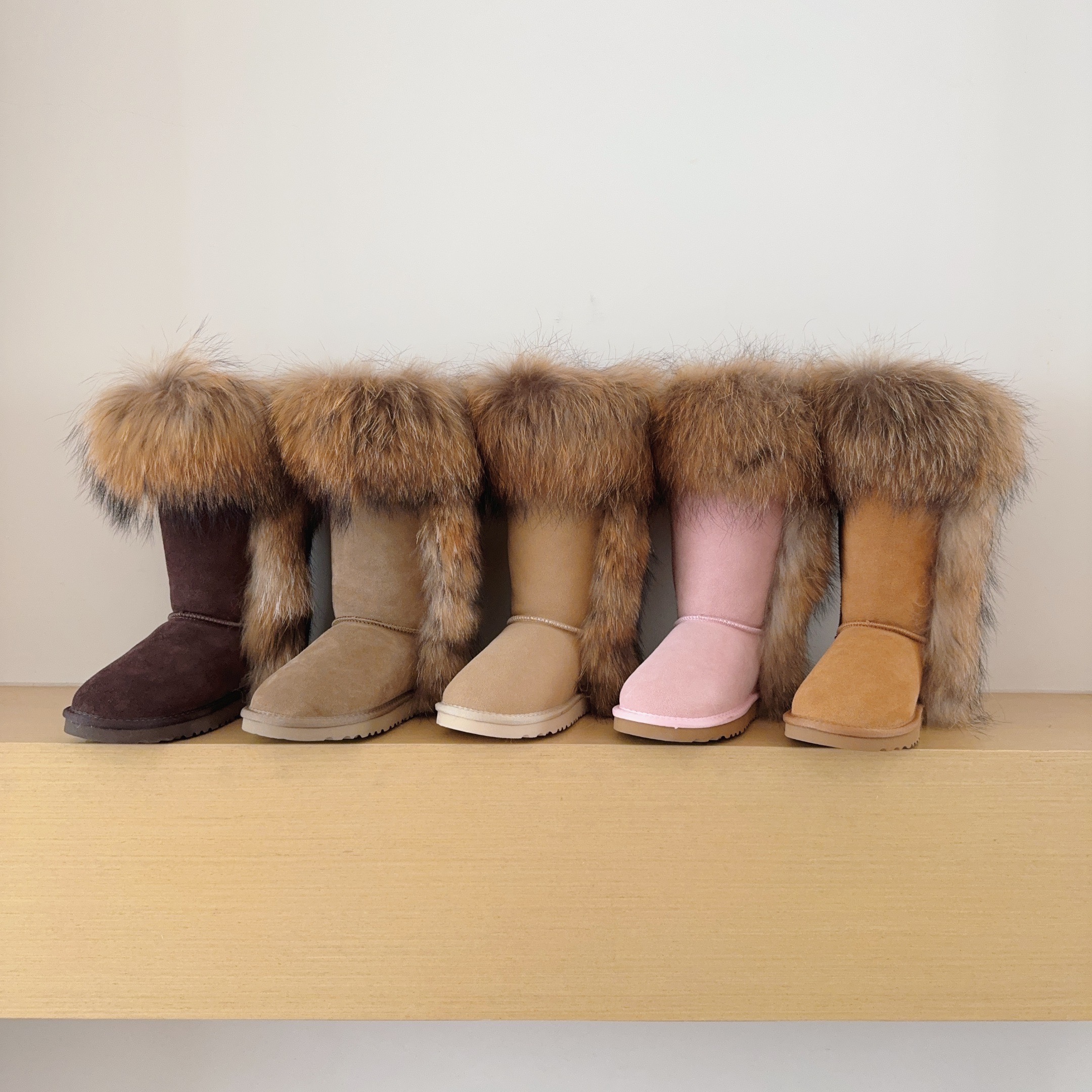 5815 Genuine Fur Trim Tall Boots