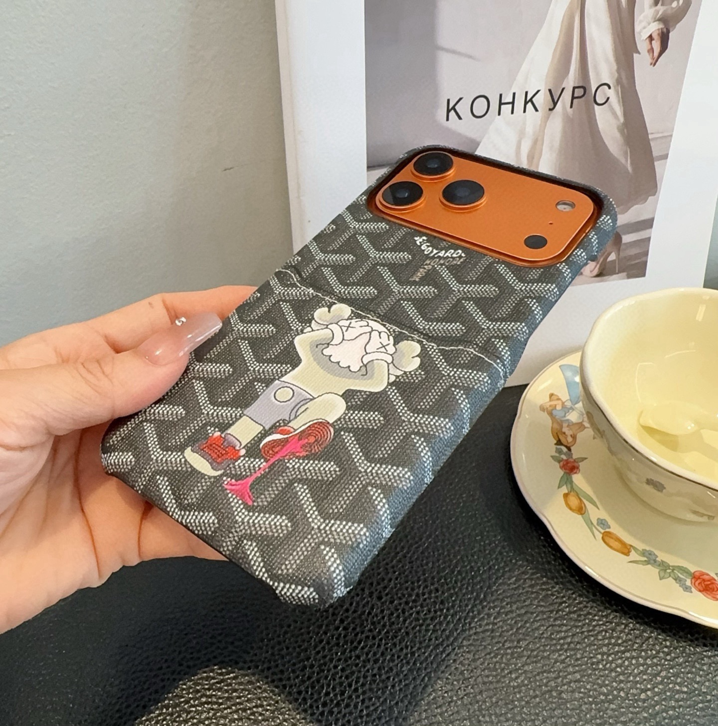 Goyard X KAWS Skeleton Collage Monogram Card Holder Luxury Phone Case