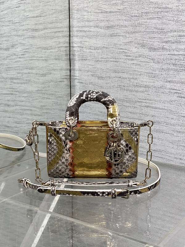 Lady D-Joy Bag Tan Multicolor Python