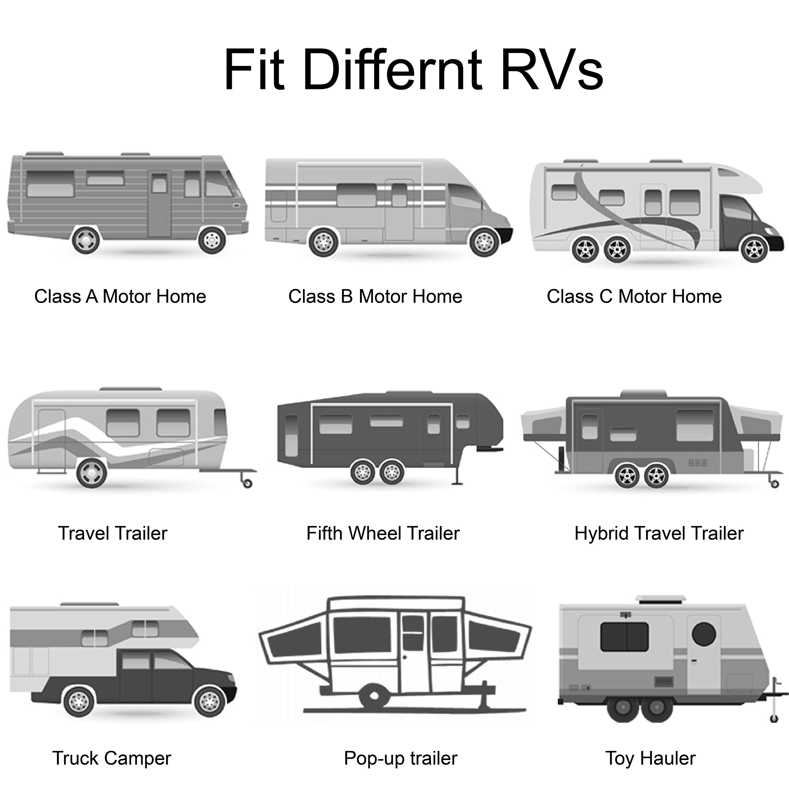 Manual Modular Retractable RV Awning Full Set Assemblies