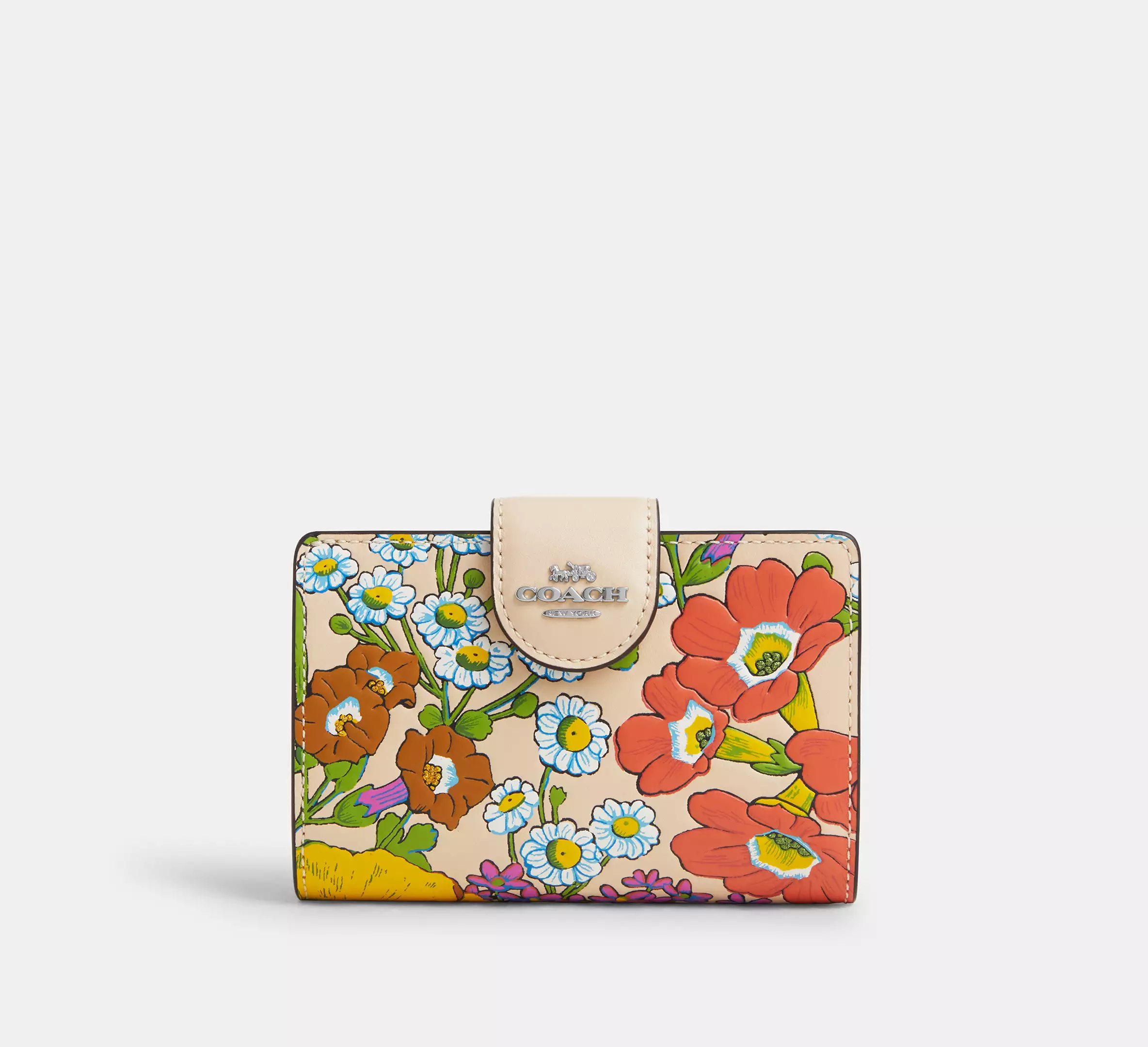 Medium Corner Zip Wallet With Floral Print