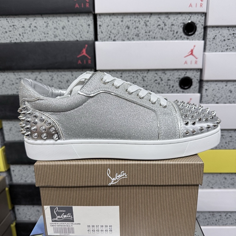 Christian Louboutin Sneaker Silver Glitter Studded