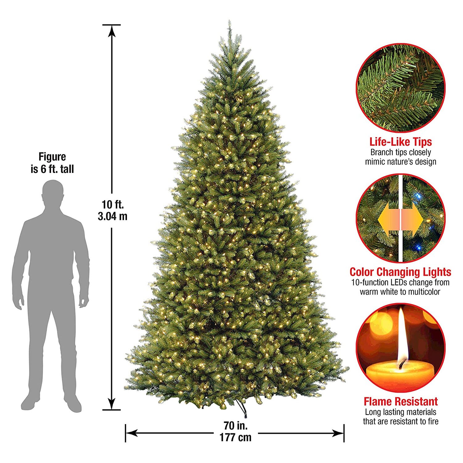 Dunhill Fir 120'' Lighted Artificial Fir Christmas Tree