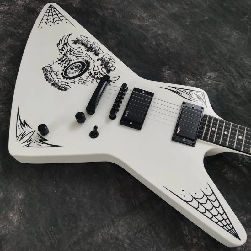 Rare Metallica James Hetfield Papa Het White Explorer Electric Guitar EMGPickups