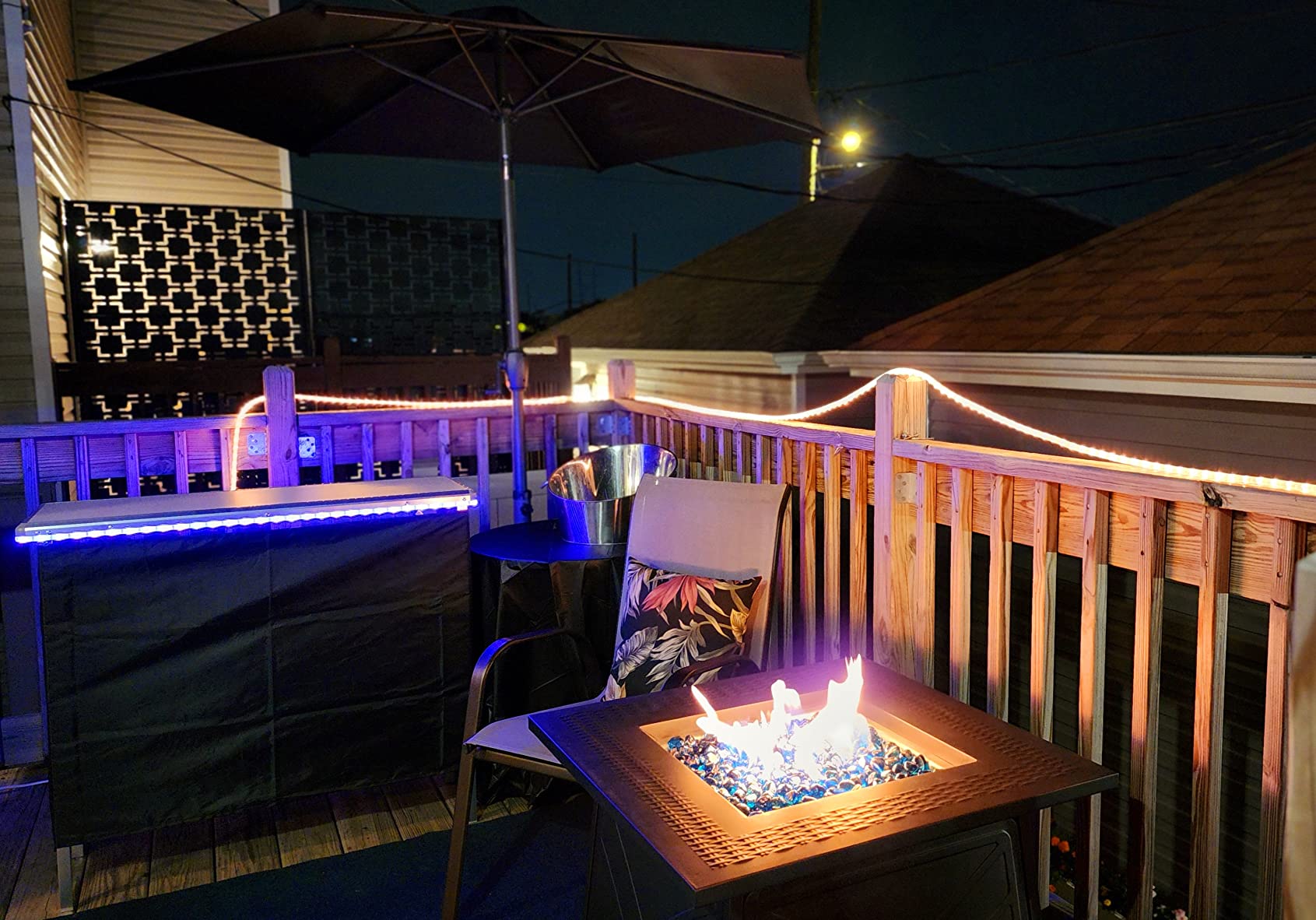 Folding Portable Party Bar withColor-Changing LED Lights, Black