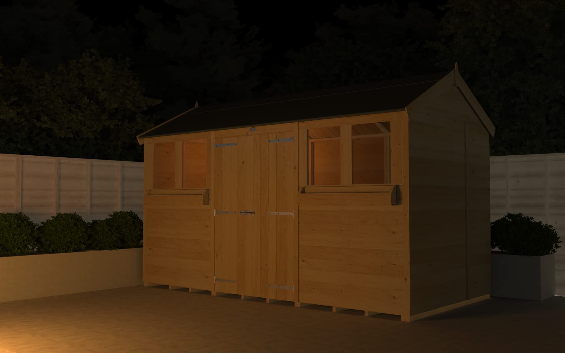 12x6 Apex Summer Shed Double Doors Garden Building