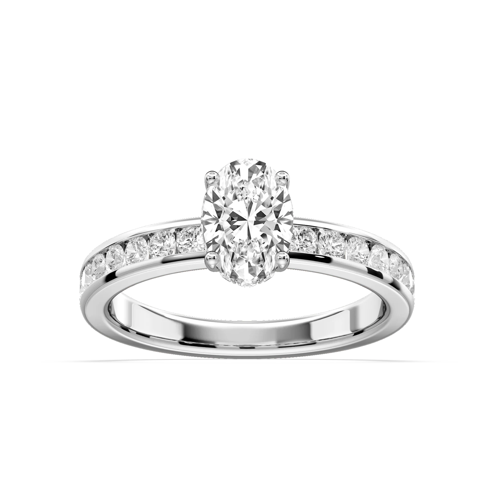 Candice Oval Lab Grown Diamond Channel Set Hidden Halo Engagement Ring
