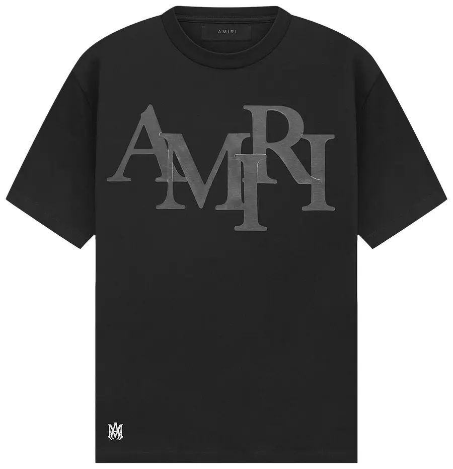 Amiri Staggered Logo Tee Black
