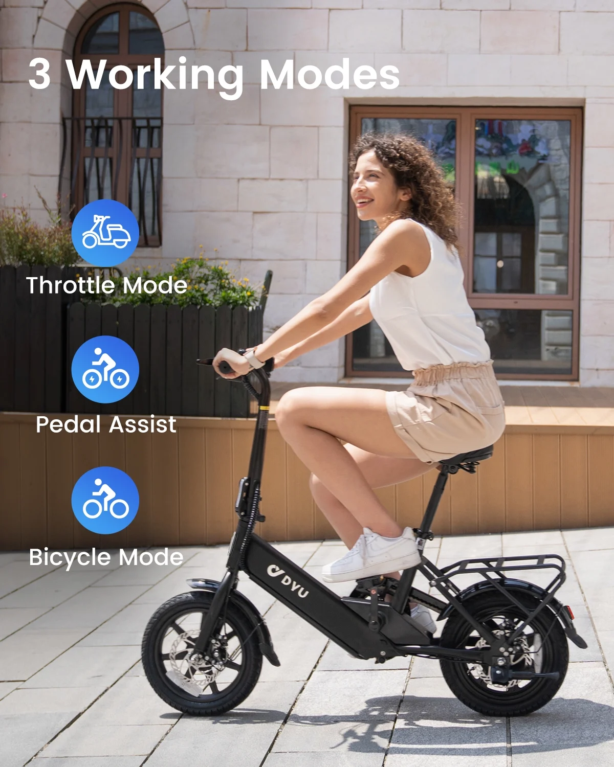 DYU 14in Folding Electric Bike, 500W Peak, 36V 7.8Ah