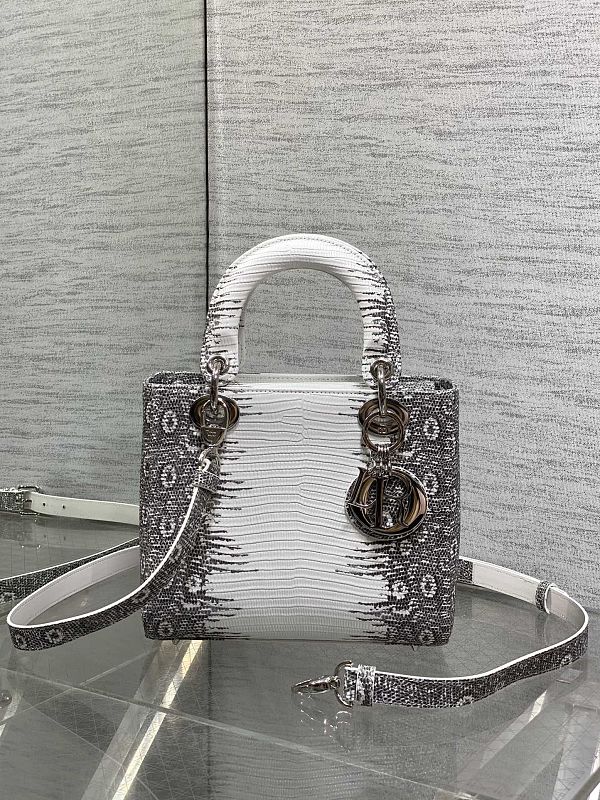 Dior Lady Mini White Grey Bag