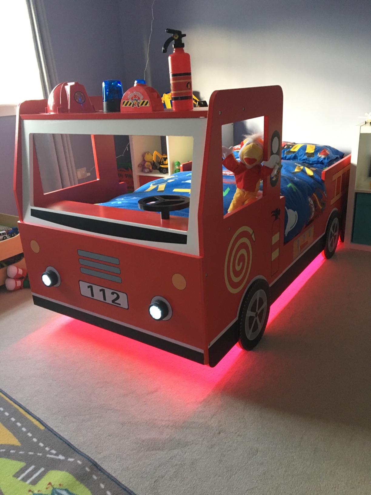 Children's Bed Frame Red Fire Truck Imitation Kids Bed Car