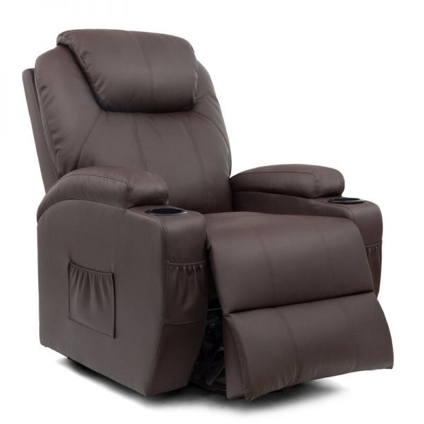 Faux Leather Power Reclining Heated Massage Chair