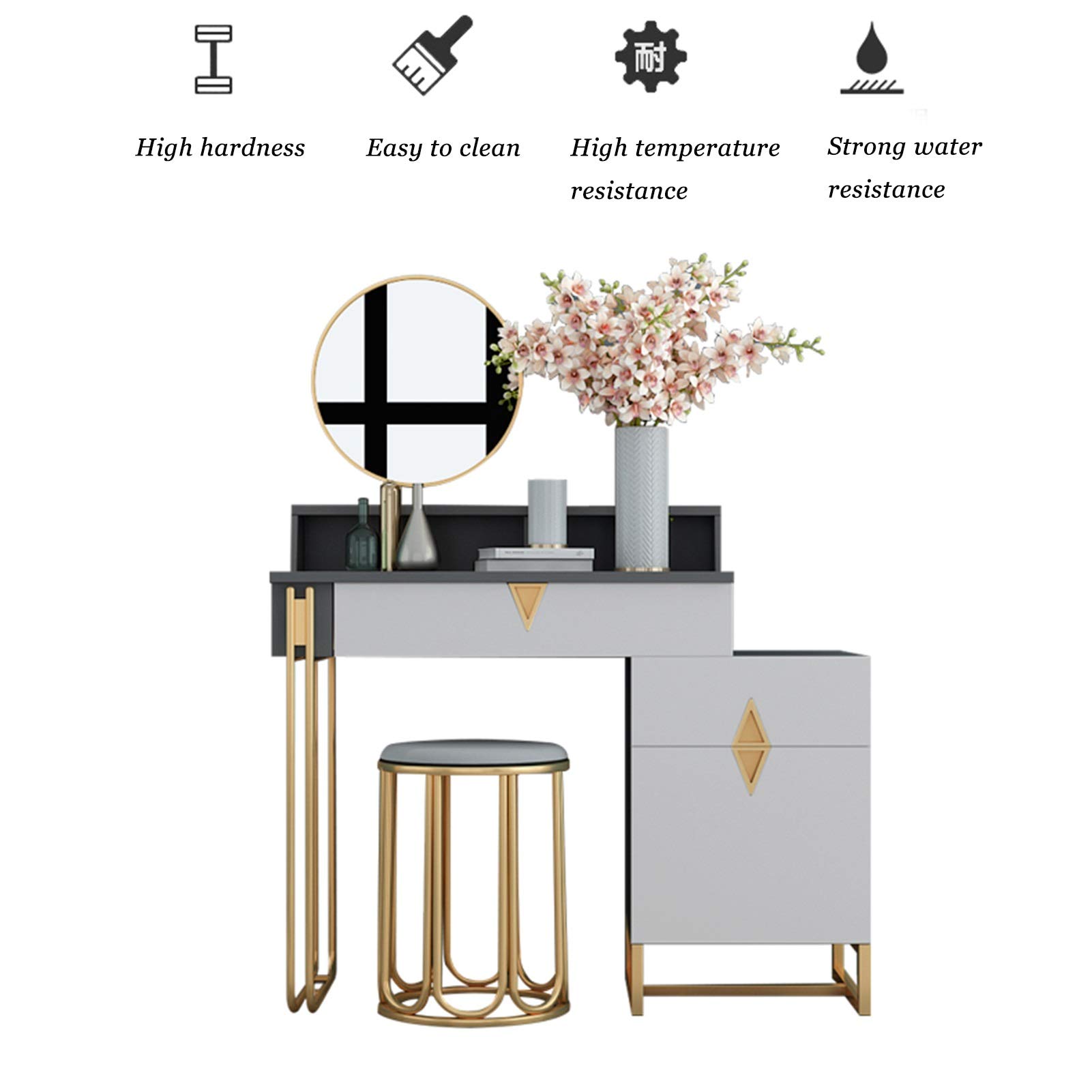 Dresser Modern Dressing Table Vanity Table Set with Sliding