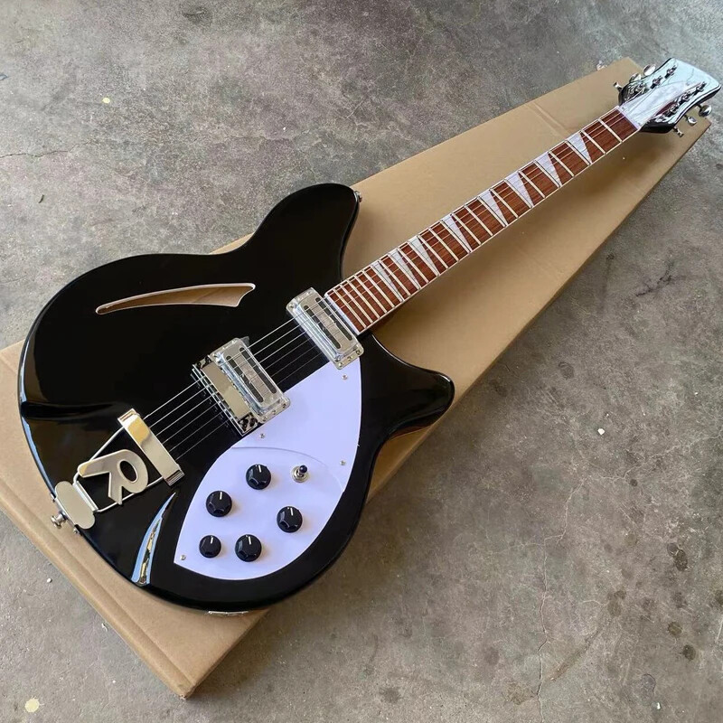 Semi Hollow Body 6 Sting Electric Guitar Black Color,R Shaped Tailpiece,24F Top