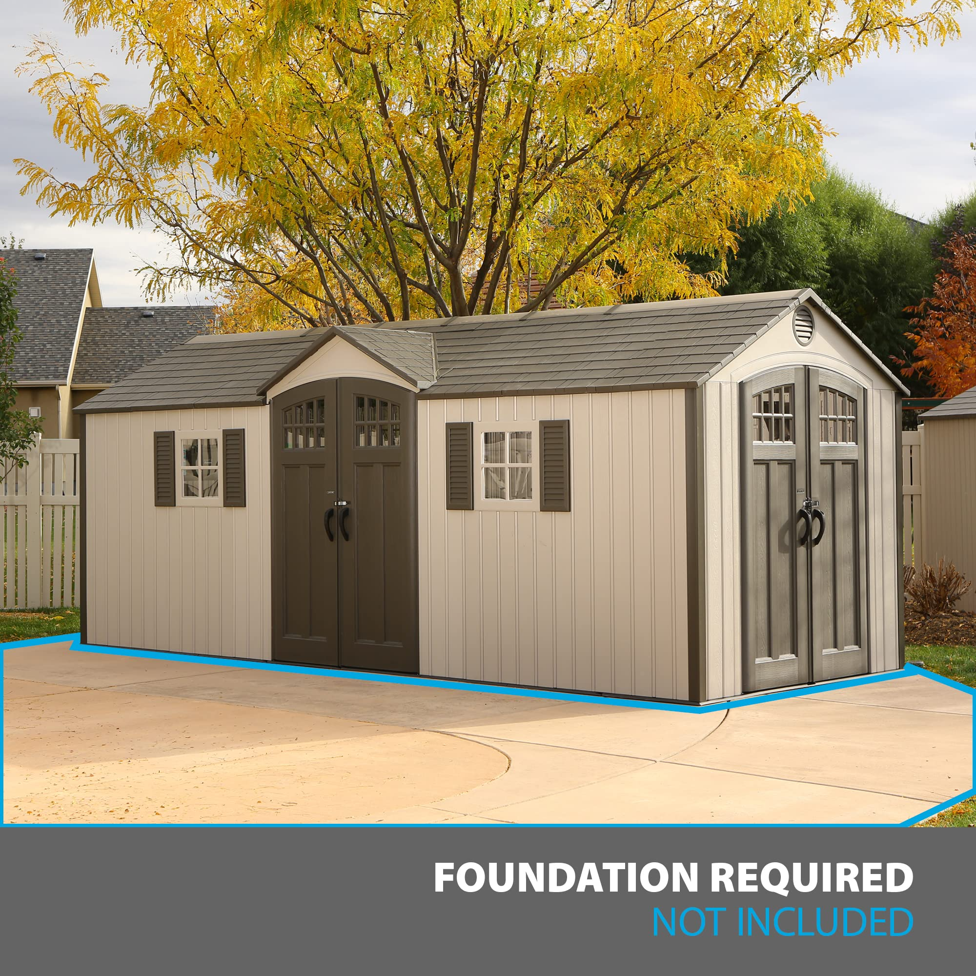 20 ft. W x 8 ft. D Plastic Storage Shed
