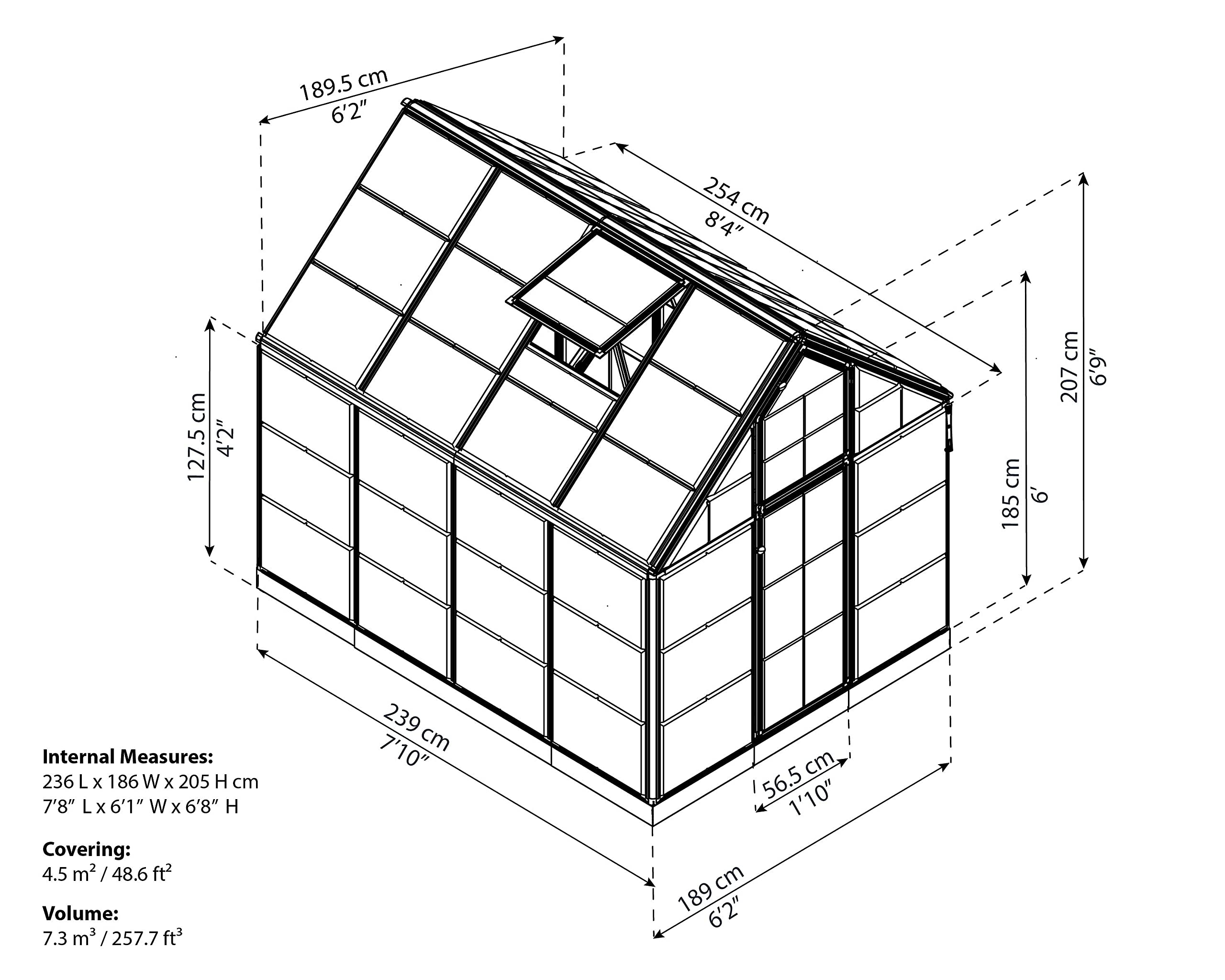 Vitavia 8x6 Venus 5000 Greenhouse - Horticultural Glass