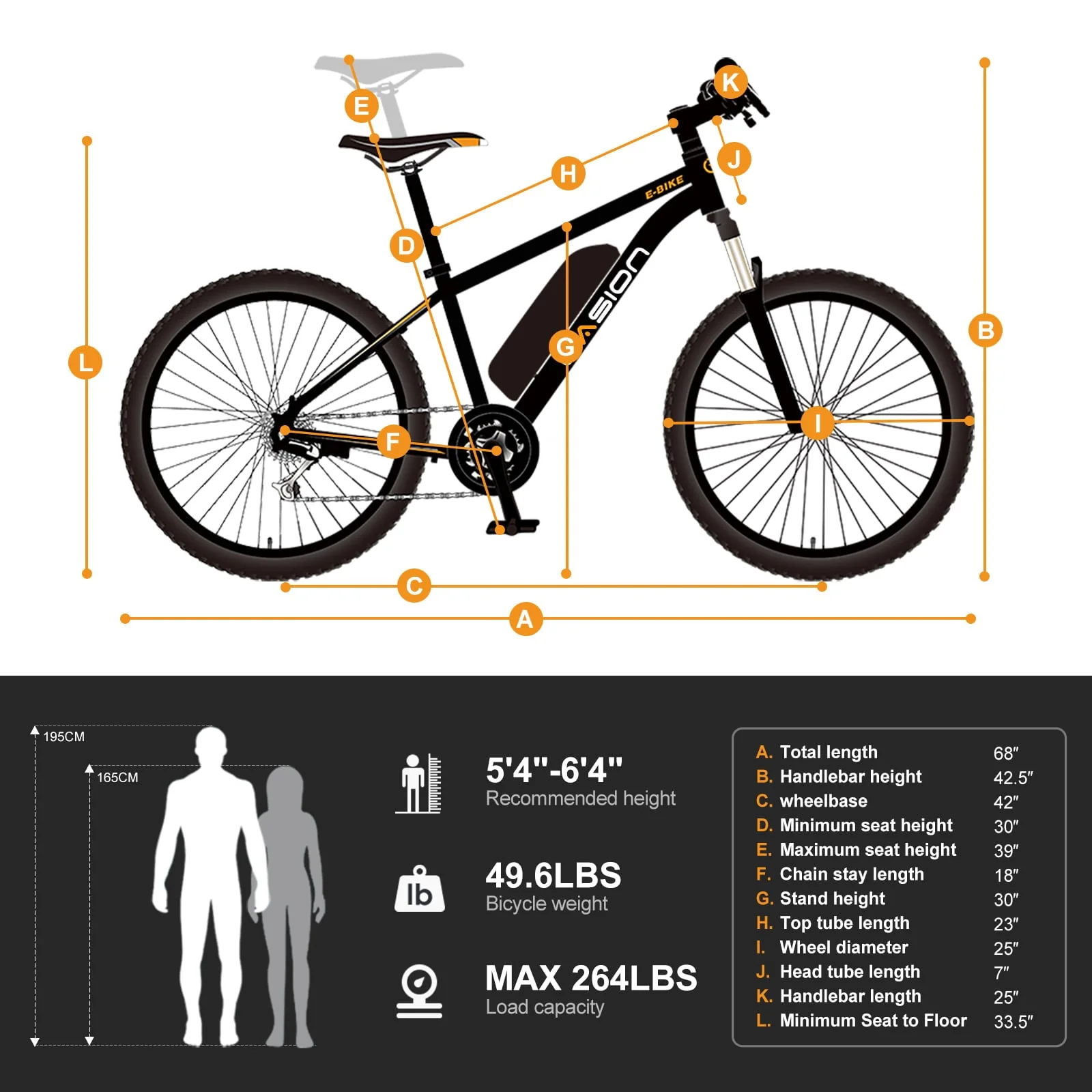 Jasion 26in Electric Mountain Bike, 350W, 7-Speed