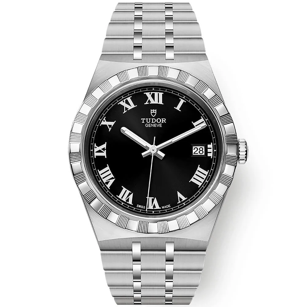 【Super Clone】TUDOR Royal 38mm Black Roman Dial Automatic Bracelet Watch M28500-0003