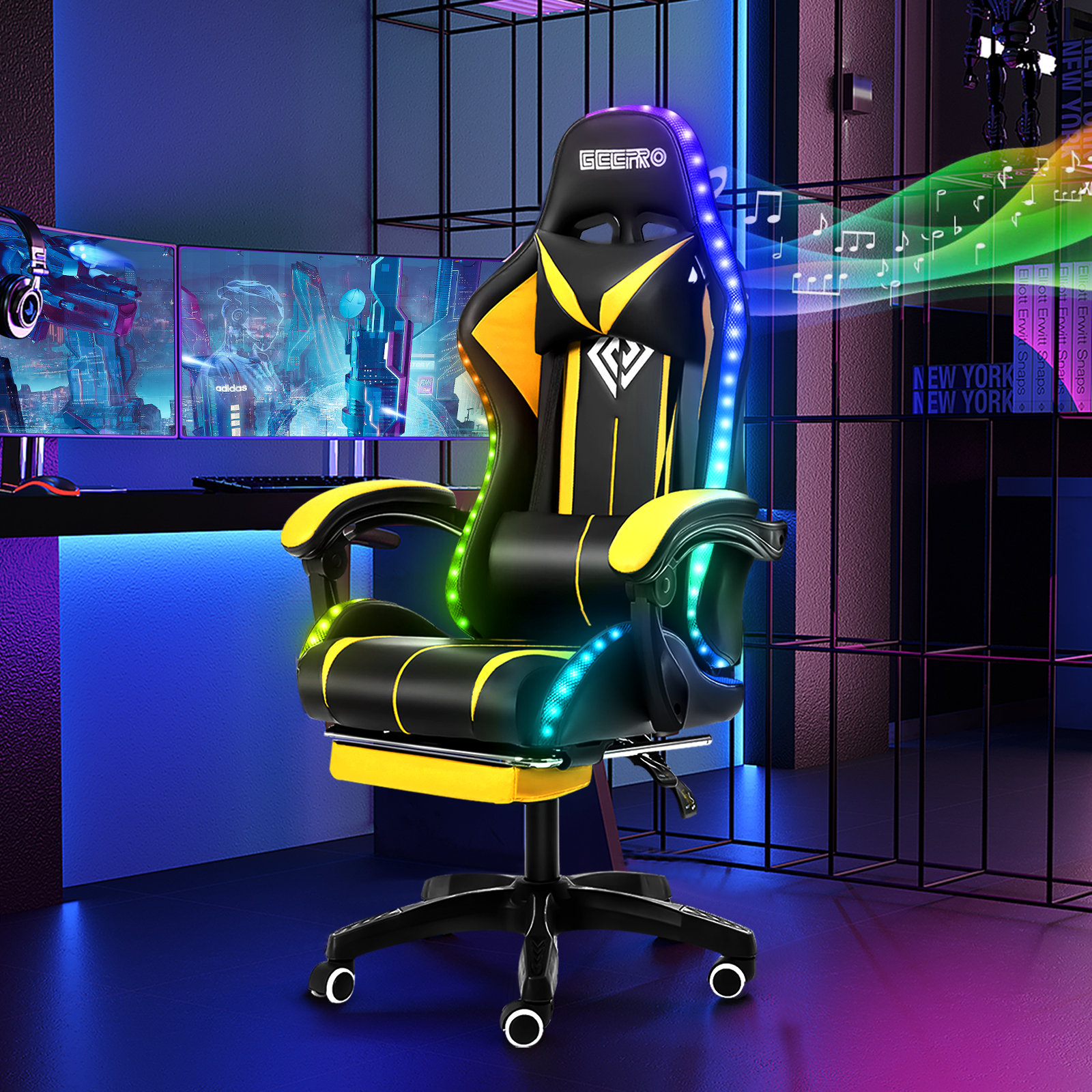 RGB PC & Racing Game Chair With Massage And Bluetooth
