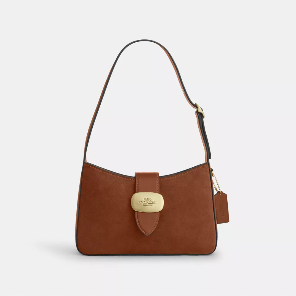 Eliza Shoulder Bag With Zipper Closure In Suede