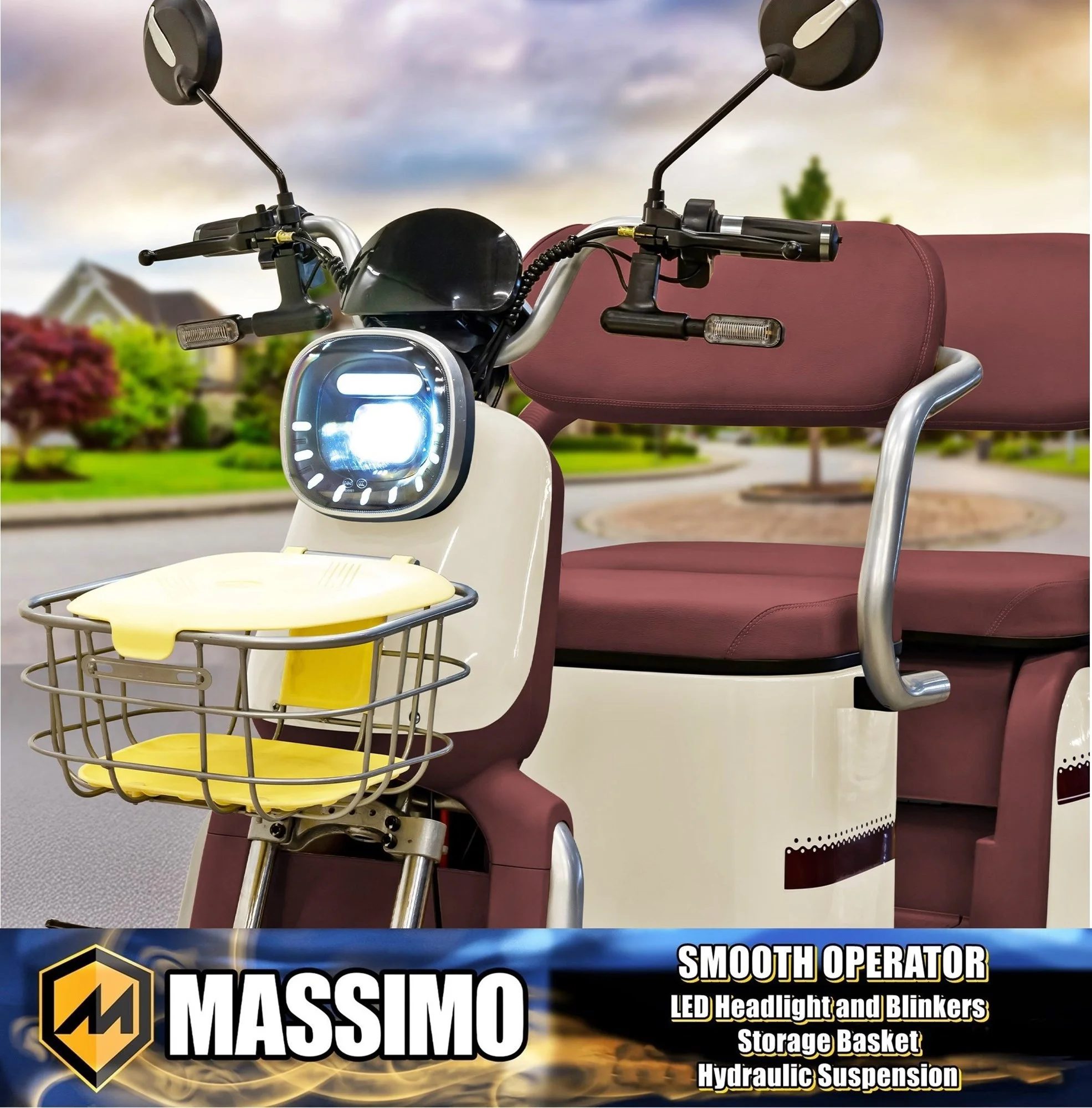 Massimo MGC Two-Seat 3-Wheel Electric Cart, Blue