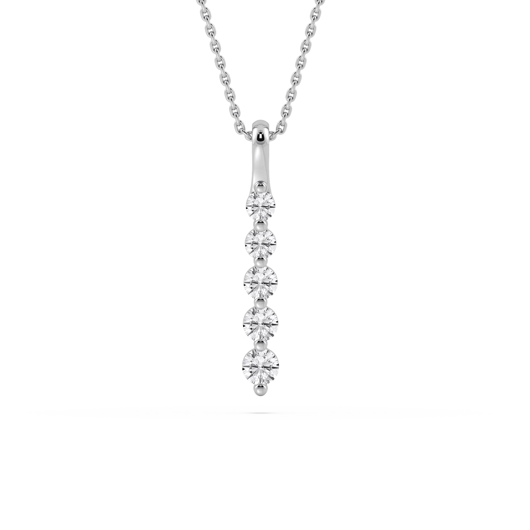 Round Lab Grown Diamond Five Stone Vertical Necklace