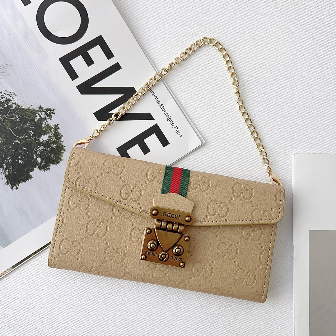 Gucci GG Monogram Embossed Envelope Crossbody Wallet Phone Bag