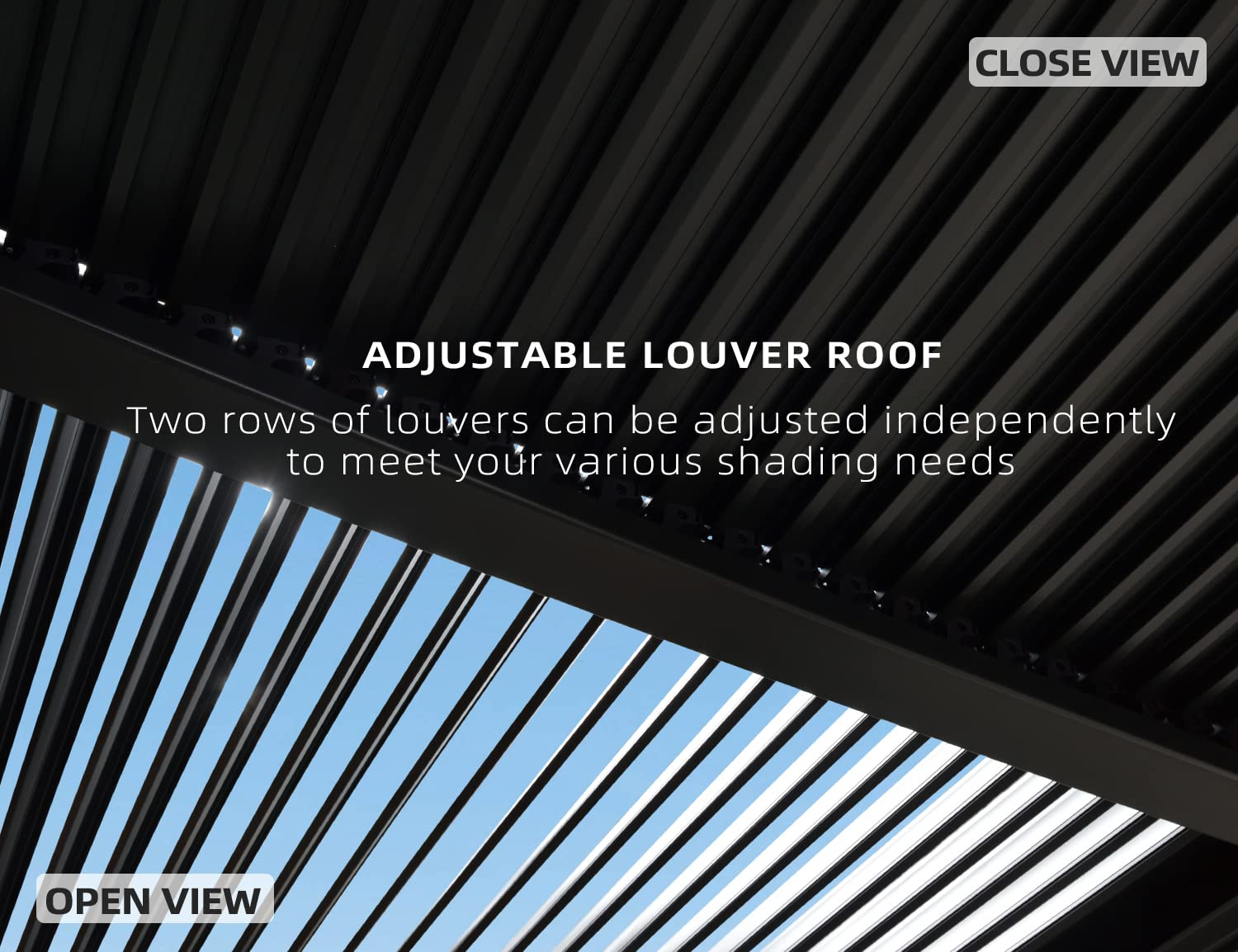 Outdoor Louvered Pergola 10'x13' Adjustable Metal Roof Hardtop
