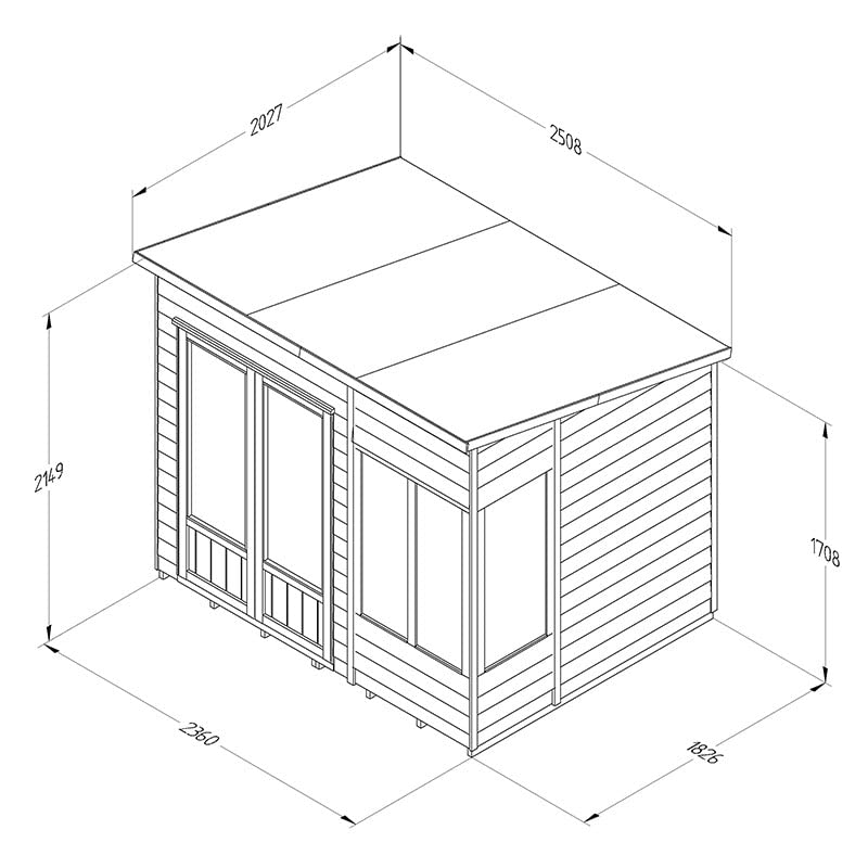 8x6 Forest Oakley Double Door Pent Summer House