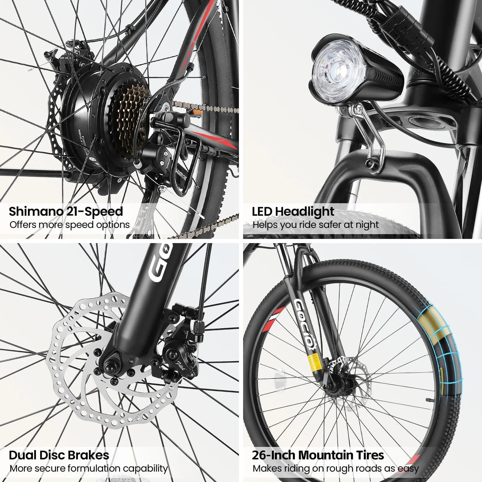 Gocio 26in Electric Mountain Bike, 350W, 36V 374.4Wh