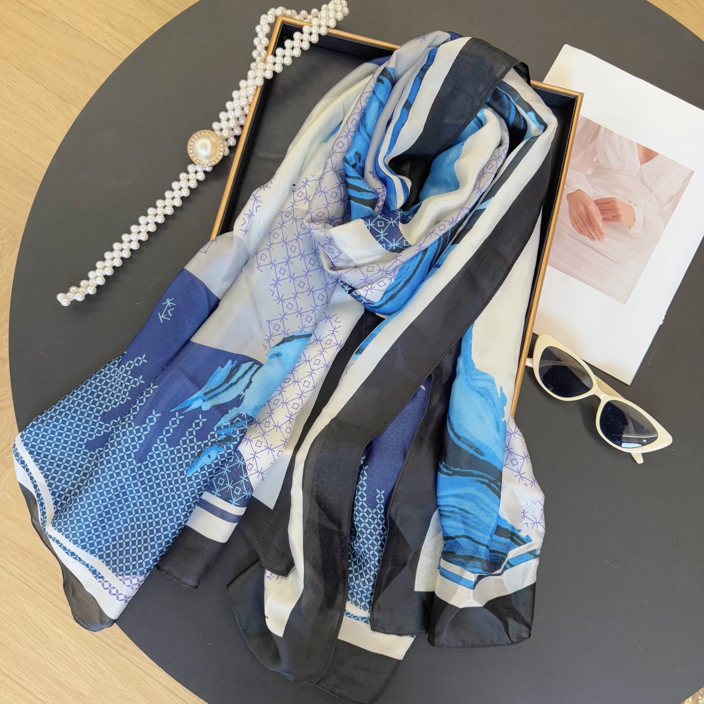 Dior Oblique Scarf Blue 90 x 180 cm