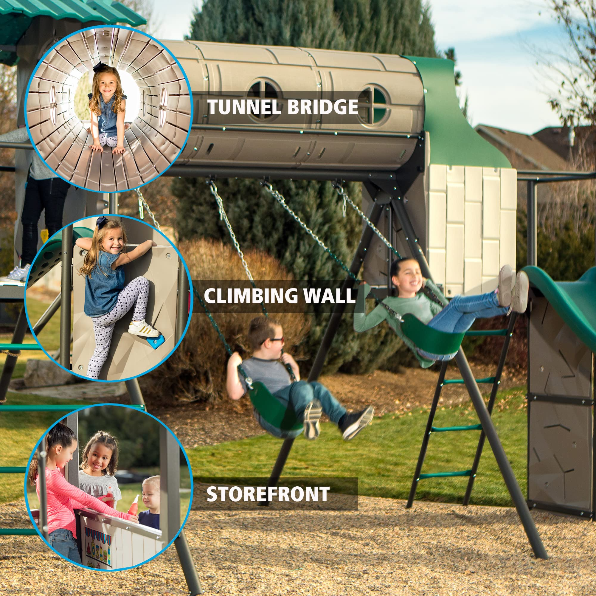 Lifetime Adventure Tunnel Swing Set
