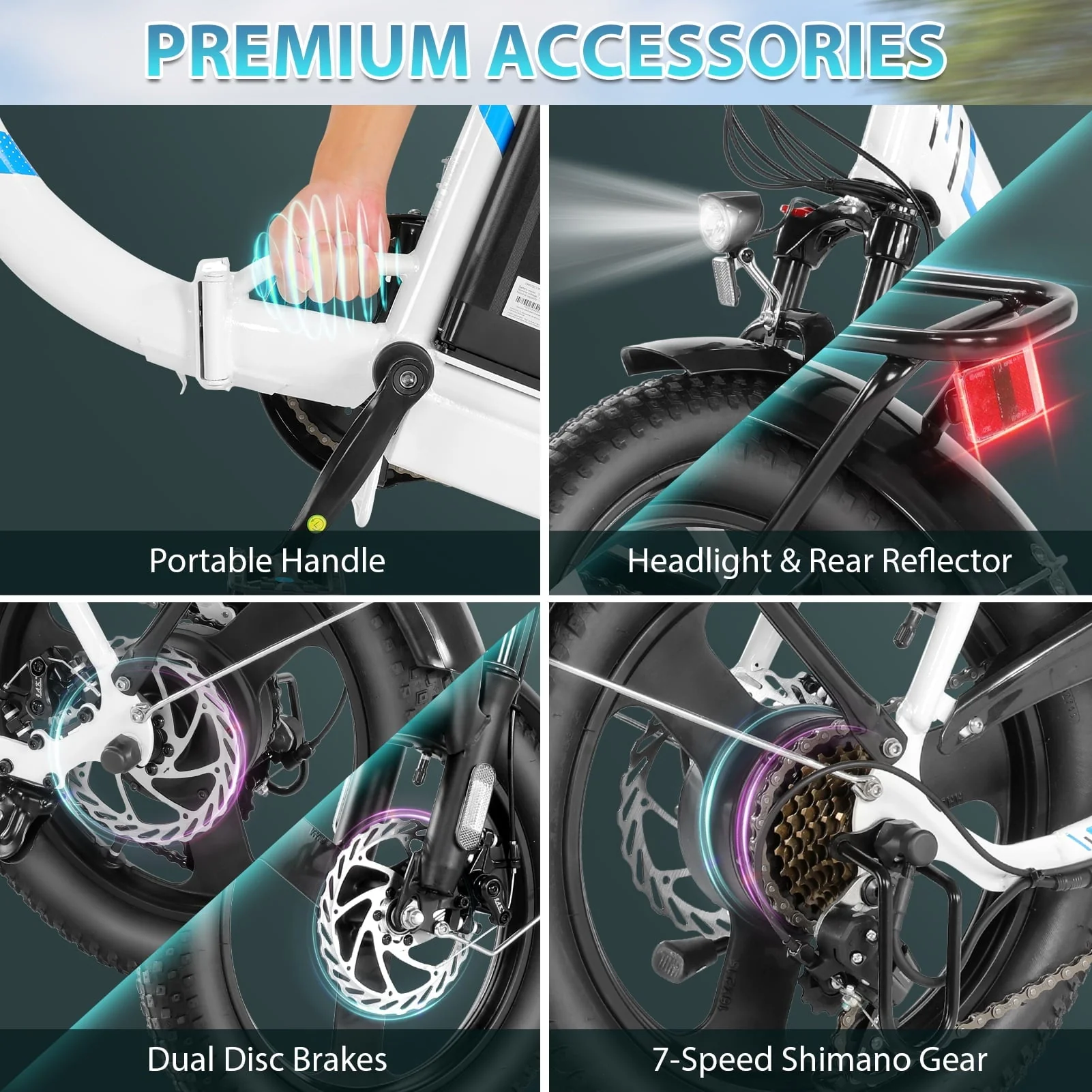 Elifine 16in Folding Fat Tire Electric Bike, 350W, 48V 7.8Ah