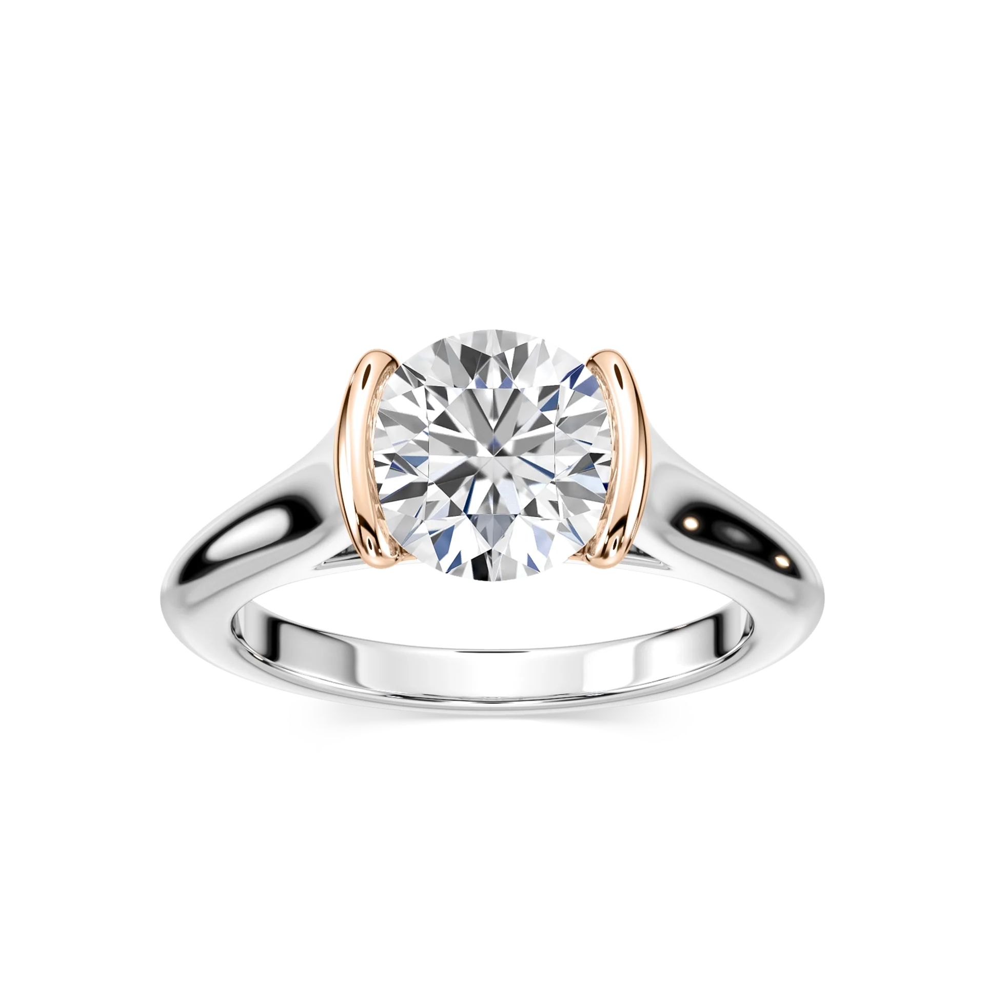 Audrey Round Lab Grown Diamond Half Bezel Solitaire Engagement Ring