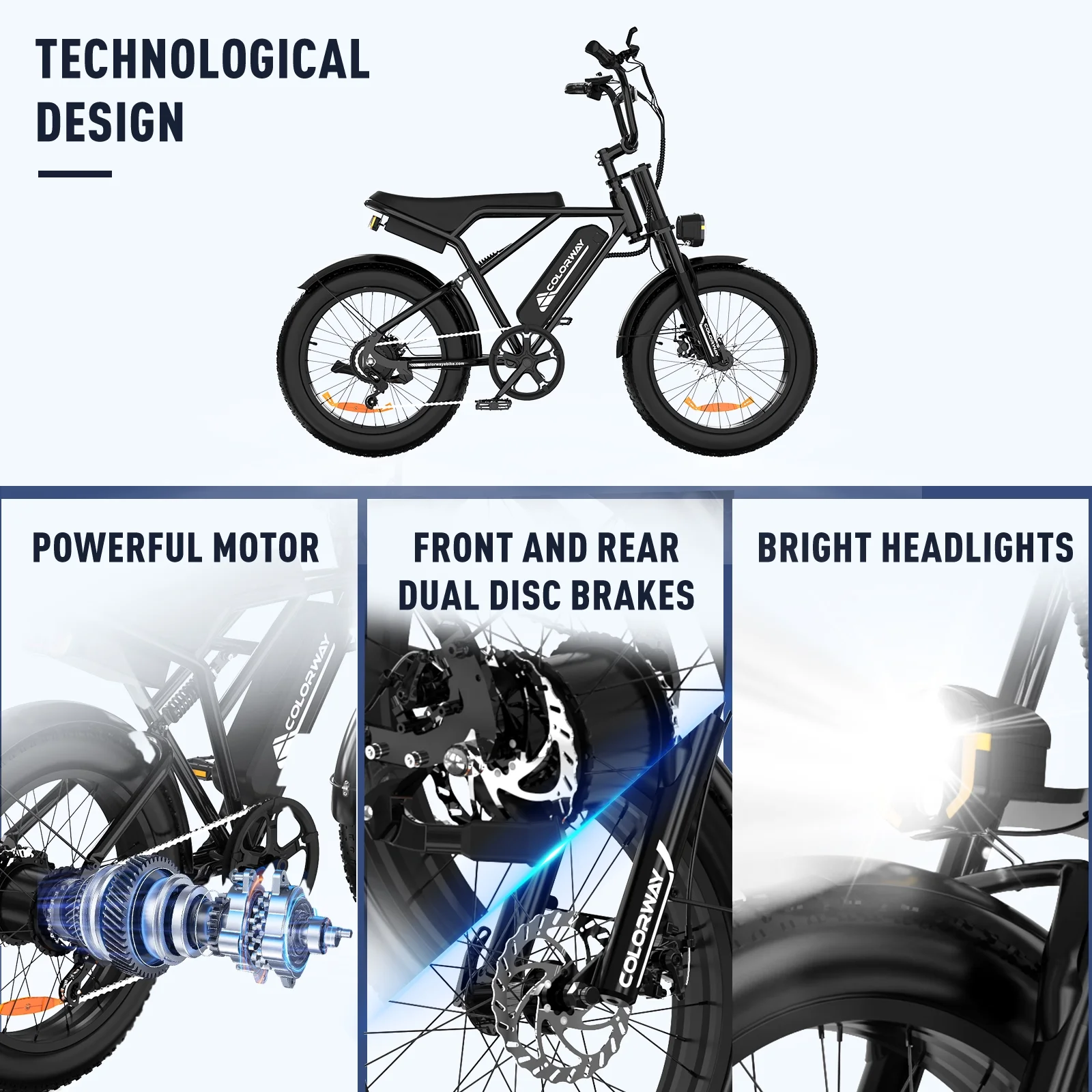 COLORWAY 20in Fat Tire Electric Bike, 750W, 48V 15Ah