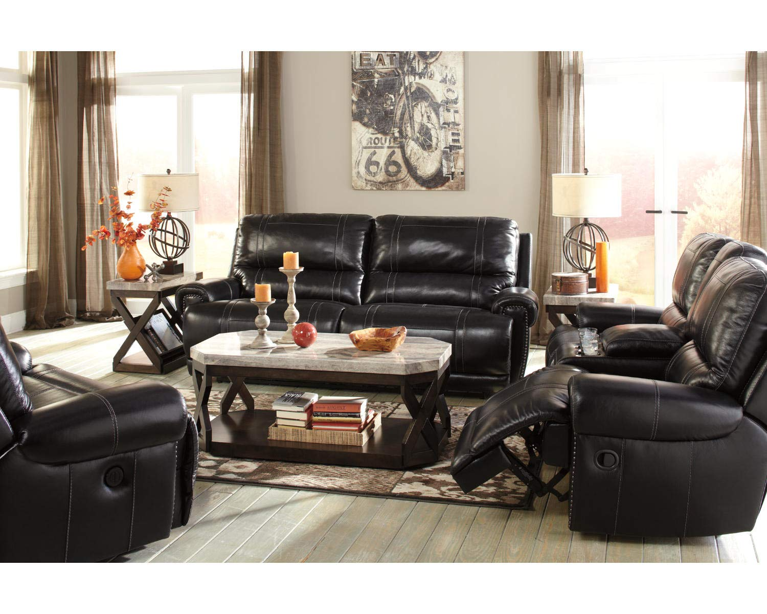 Faux Marble 3-Piece Table Set