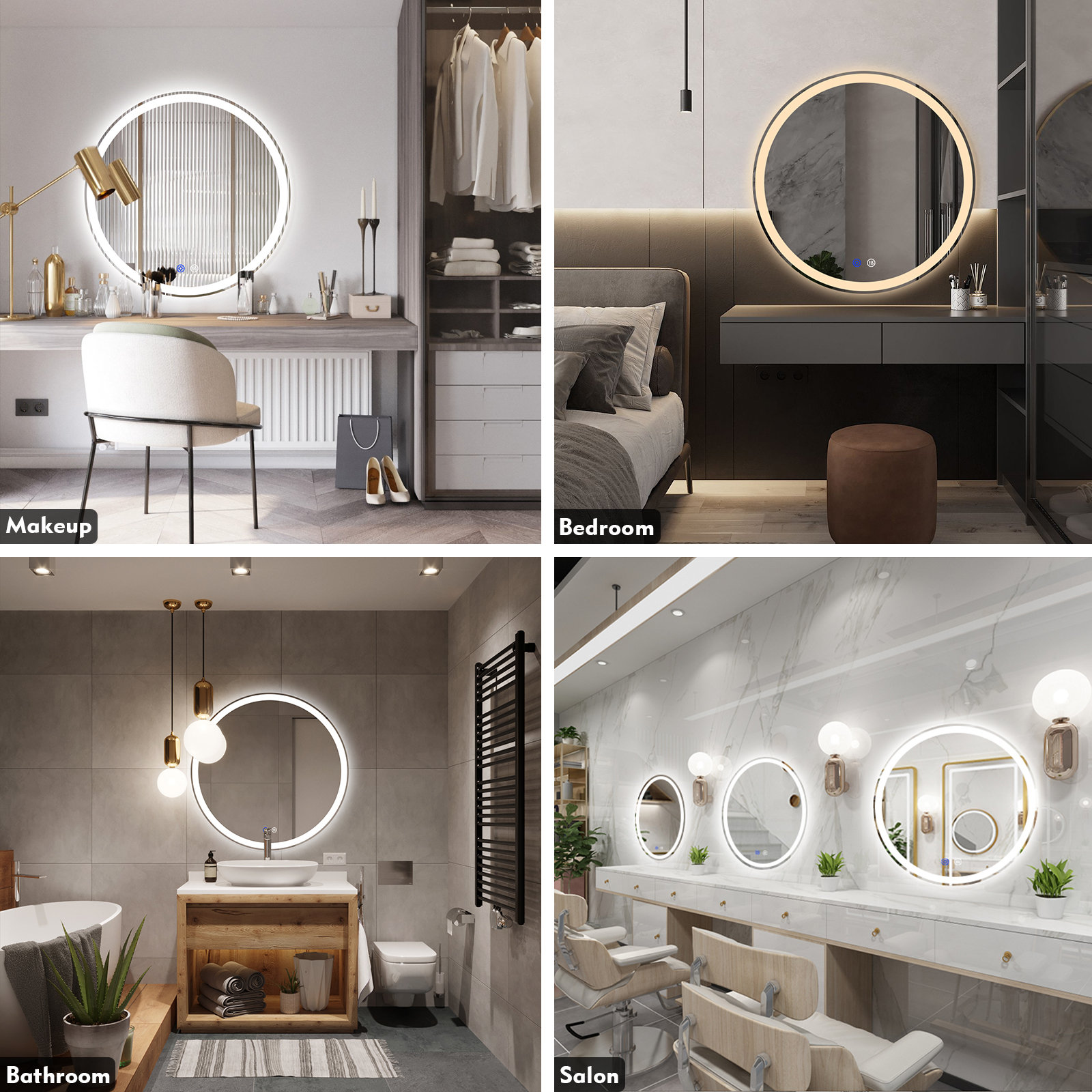 Modern & Contemporary Lighted Fog Free Round Bathroom / Vanity