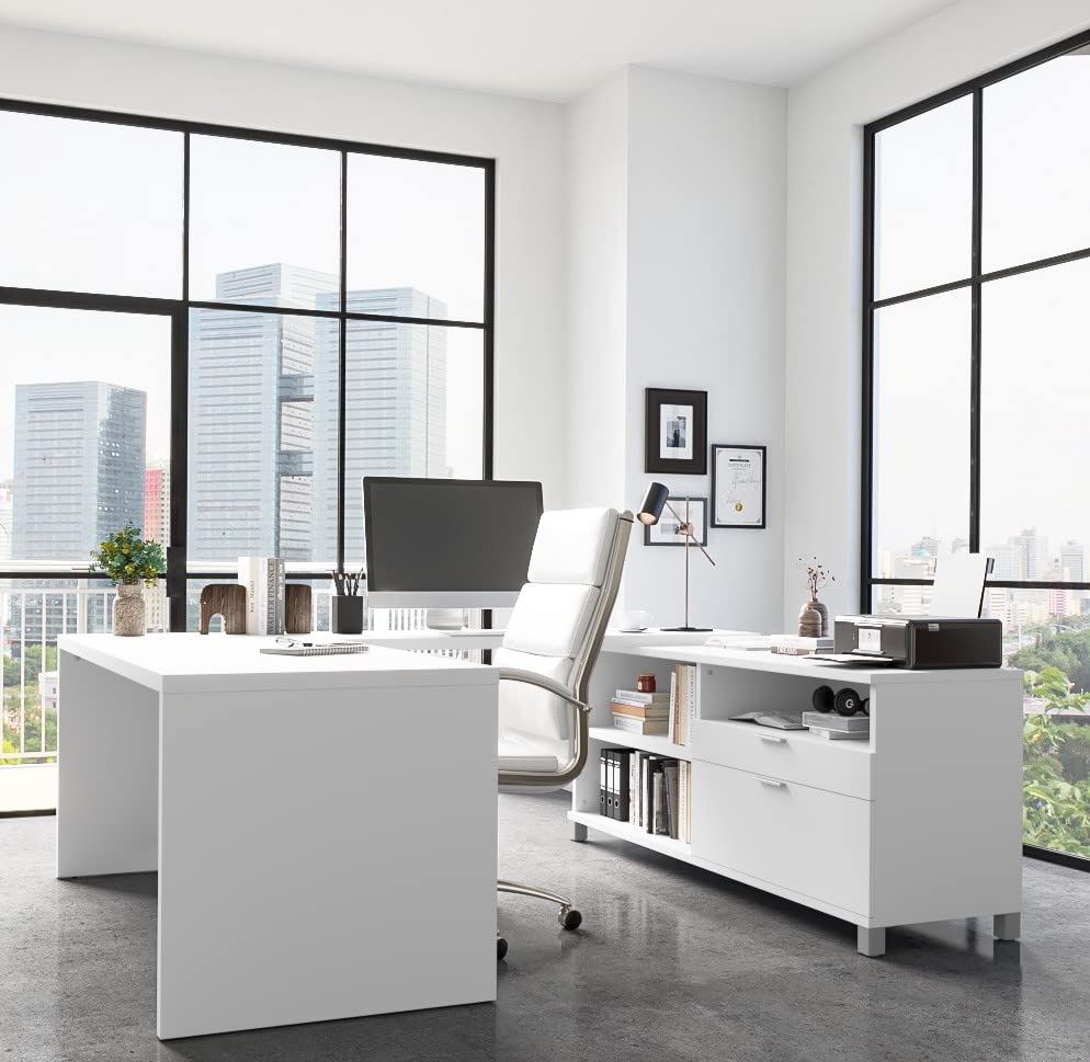 Bestar Pro-Linea U-Desk, Bark Grey